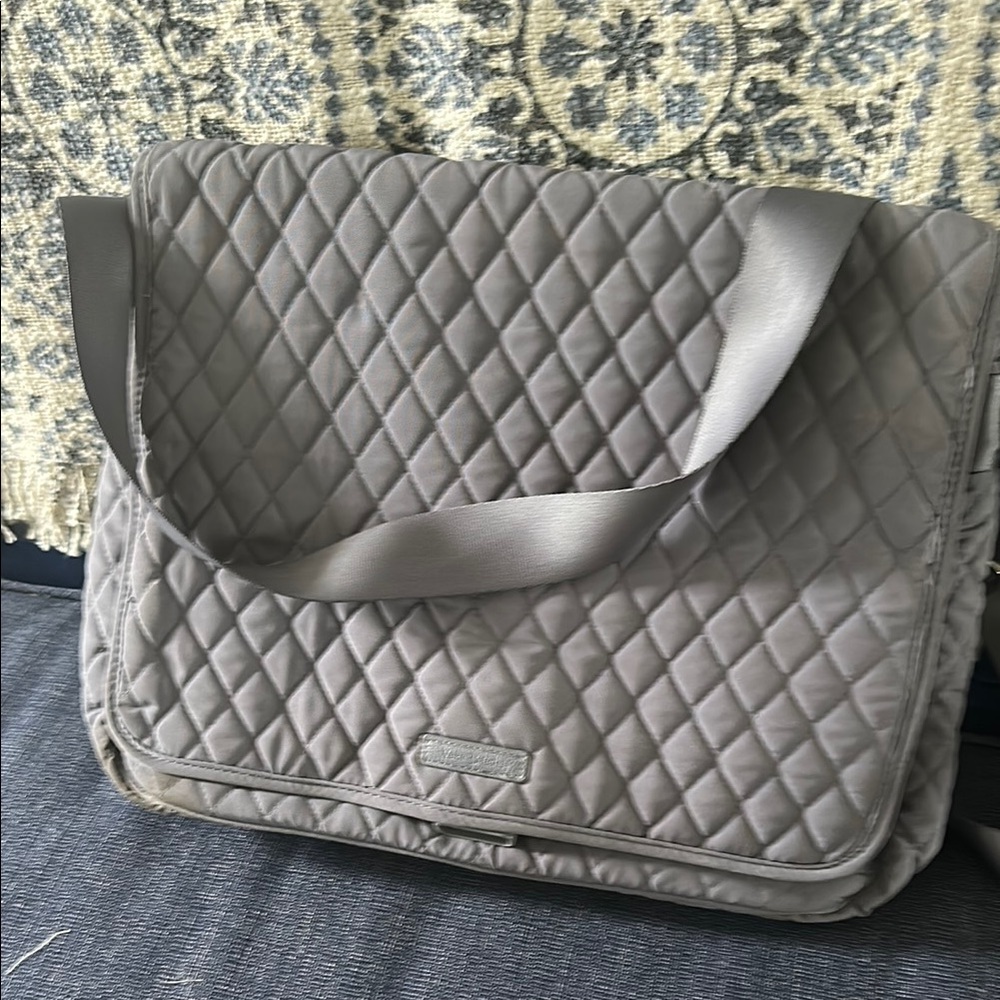 Quilted Gray Messenger Bag